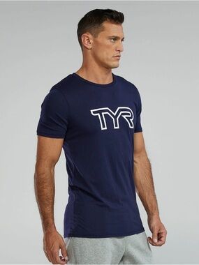 💪💙👉TYR Men’s XL Logo T-Shirt Blue Crossfit Training Gym Tee
